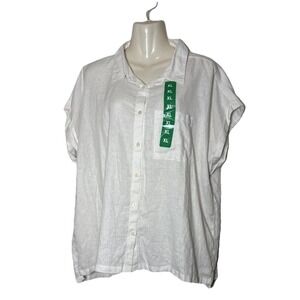 NWT~Orvis Women's Button-up Shirt, Linen Blend, Short Sleeve, Casual Size XL